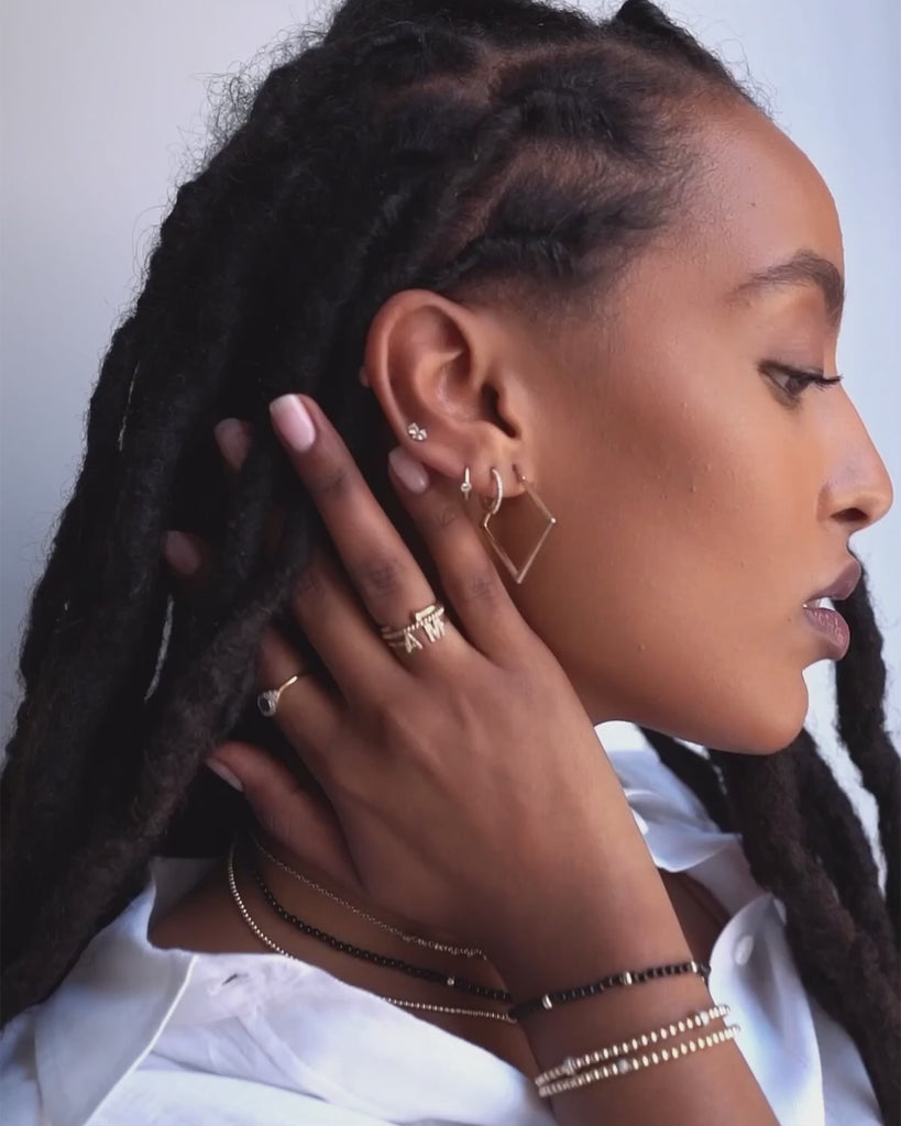 Bold Triple Row Diamond Huggie Earrings SAMPLE SALE Zoe Lev Jewelry