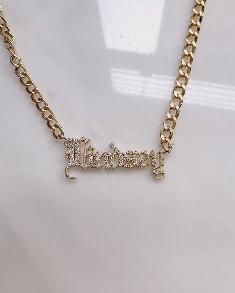 Cuban Link Diamond Name Choker Personalized Zoe Lev Jewelry