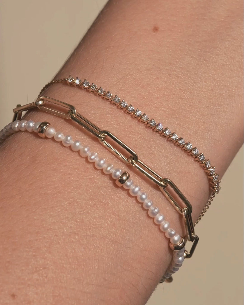 14K Gold Pearl Segment Bead Bracelet Bead Bracelets Zoe Lev Jewelry