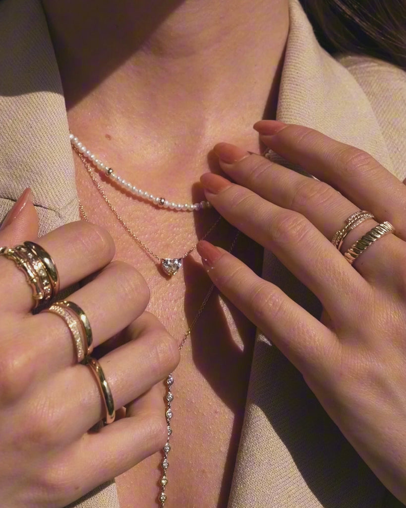 14K Gold Pearl Segment Bead Necklace Zoe Lev Jewelry