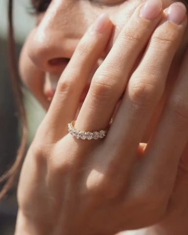 Lab Diamond Oval Halfway Band Zoe Lev Jewelry