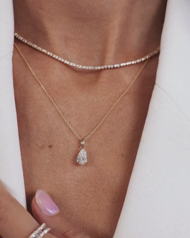 Lab Diamond Pear Necklace Zoe Lev Jewelry