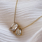 White Topaz Toi et Moi Necklace SAMPLE SALE Zoe Lev Jewelry