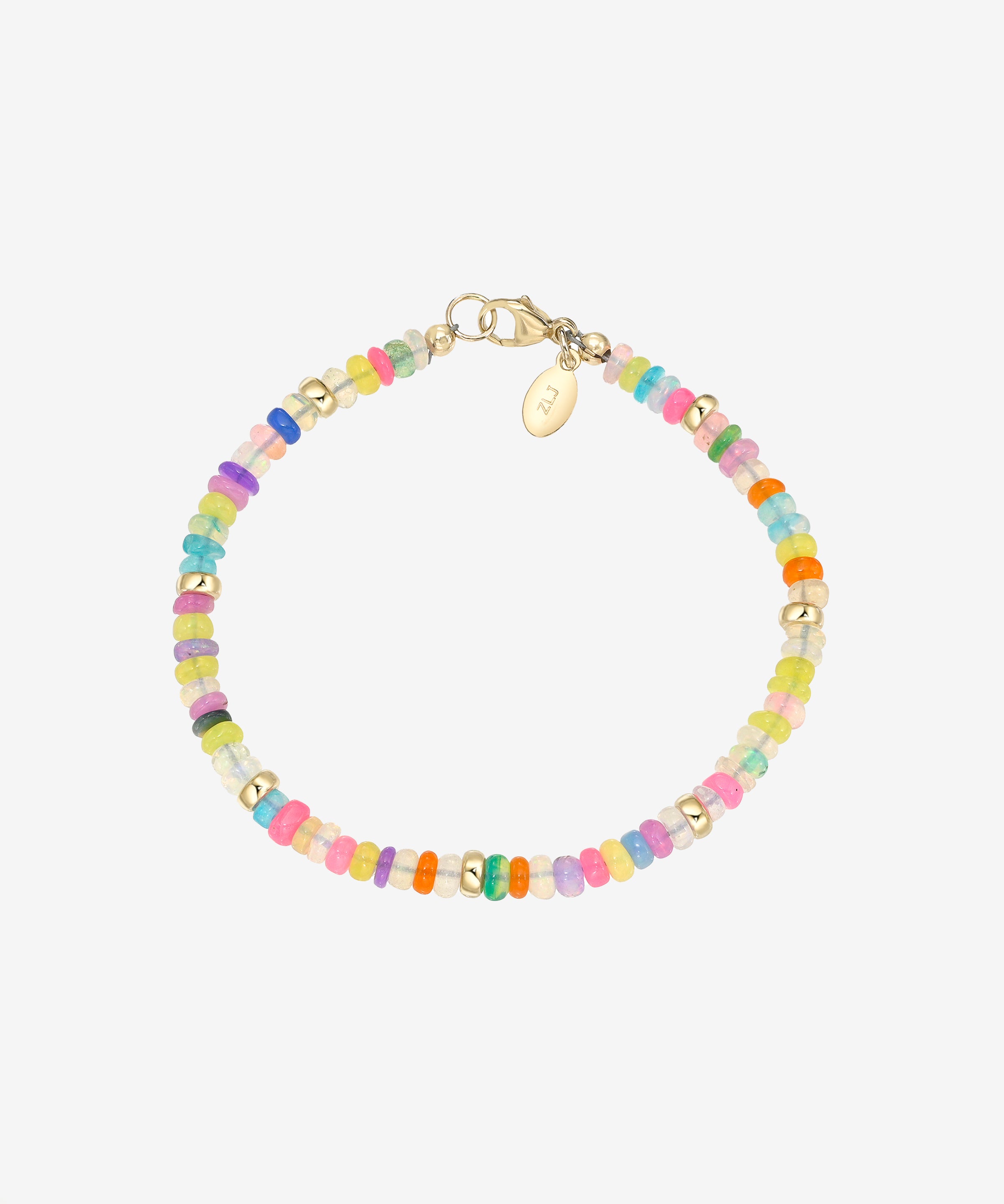 14k Gold Rainbow Opal Segment Bracelet Bead Bracelets Zoe Lev Jewelry