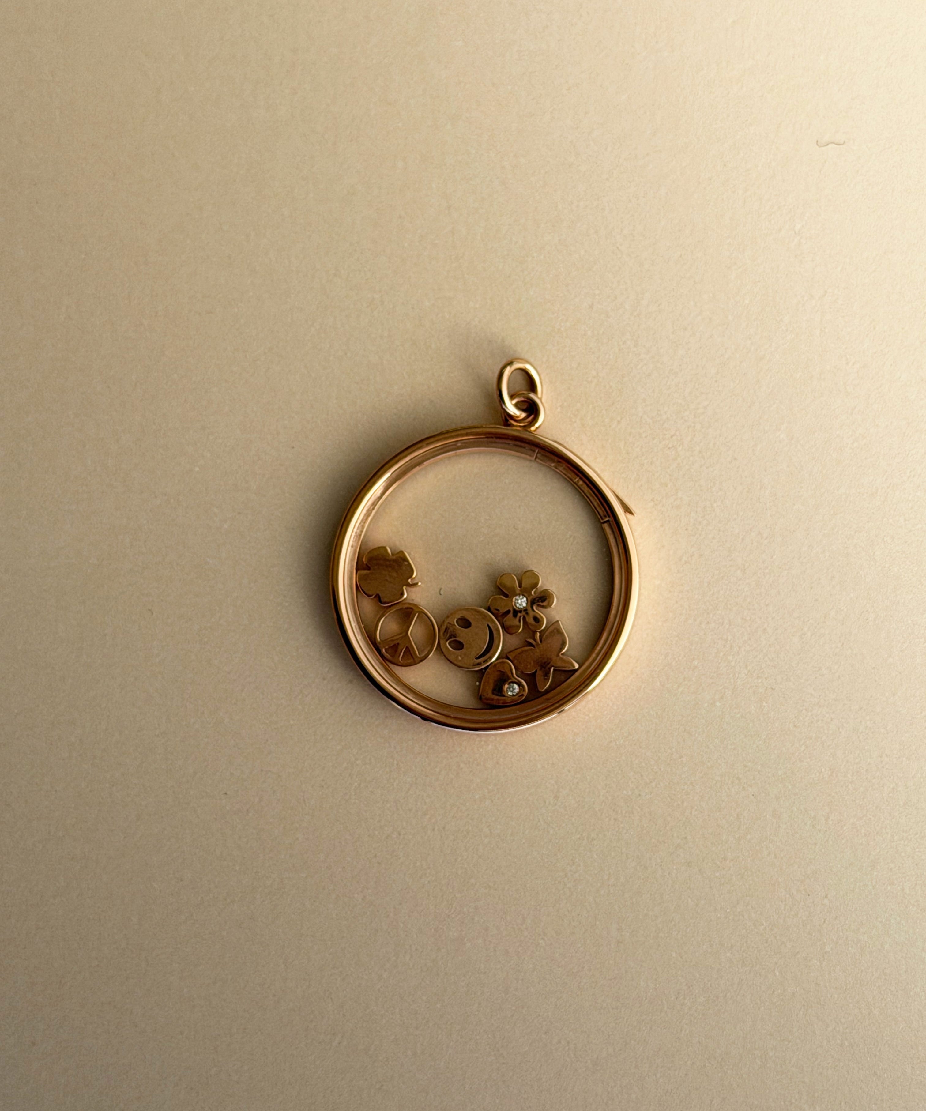14K Rose Gold Charm Locket with Charms - Large SAMPLE SALE Zoe Lev Jewelry 14K Rose Gold