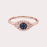 Rose Gold Diamond Evil Eye Ring - Size 6 SAMPLE SALE Zoe Lev Jewelry