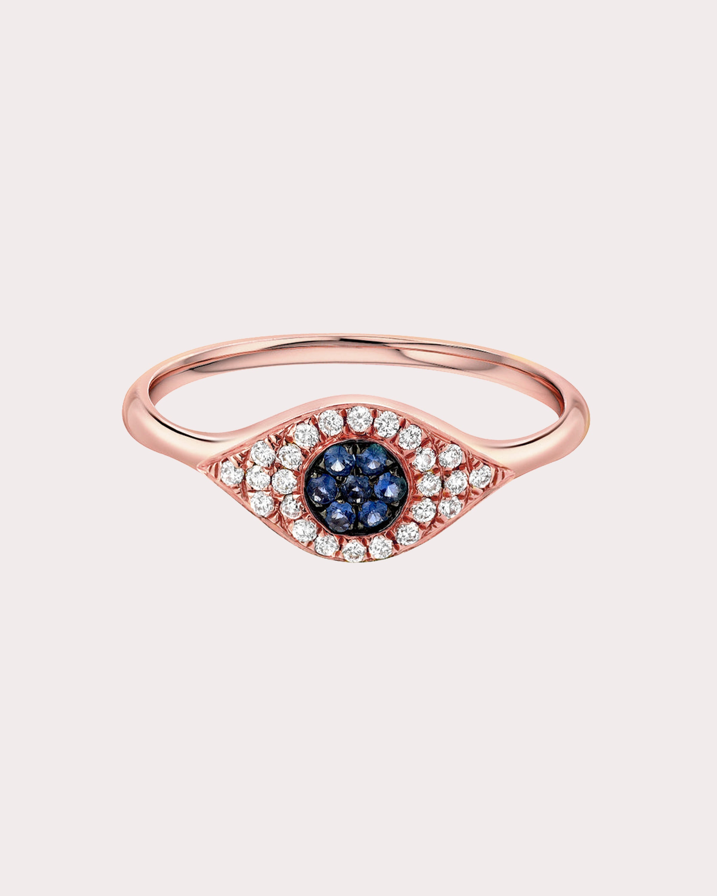 Rose Gold Diamond Evil Eye Ring - Size 6 SAMPLE SALE Zoe Lev Jewelry