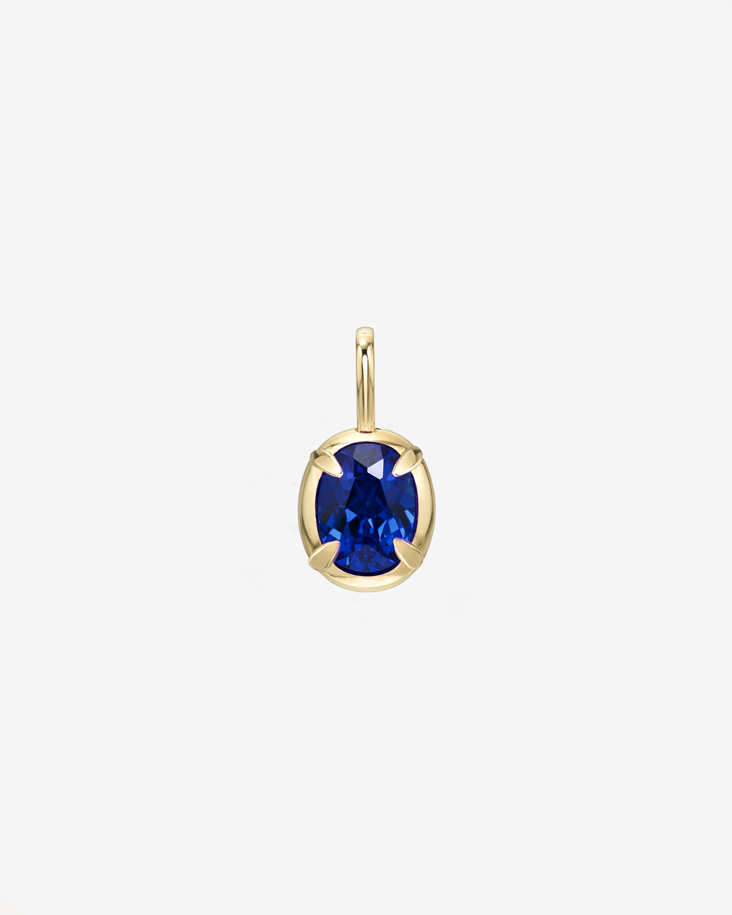 14k Gold Oval Lab Sapphire Pendant Zoe Lev Jewelry