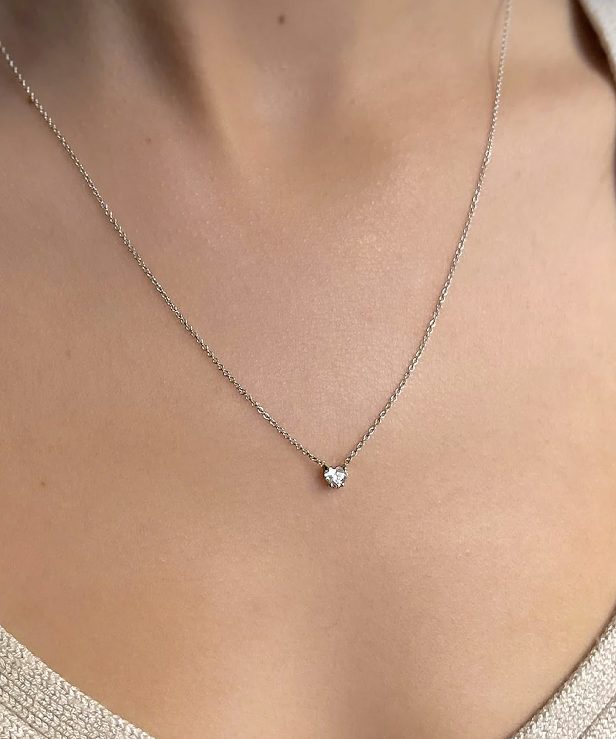 4 Prong Heart Cut Diamond Necklace - 18" SAMPLE SALE Zoe Lev Jewelry