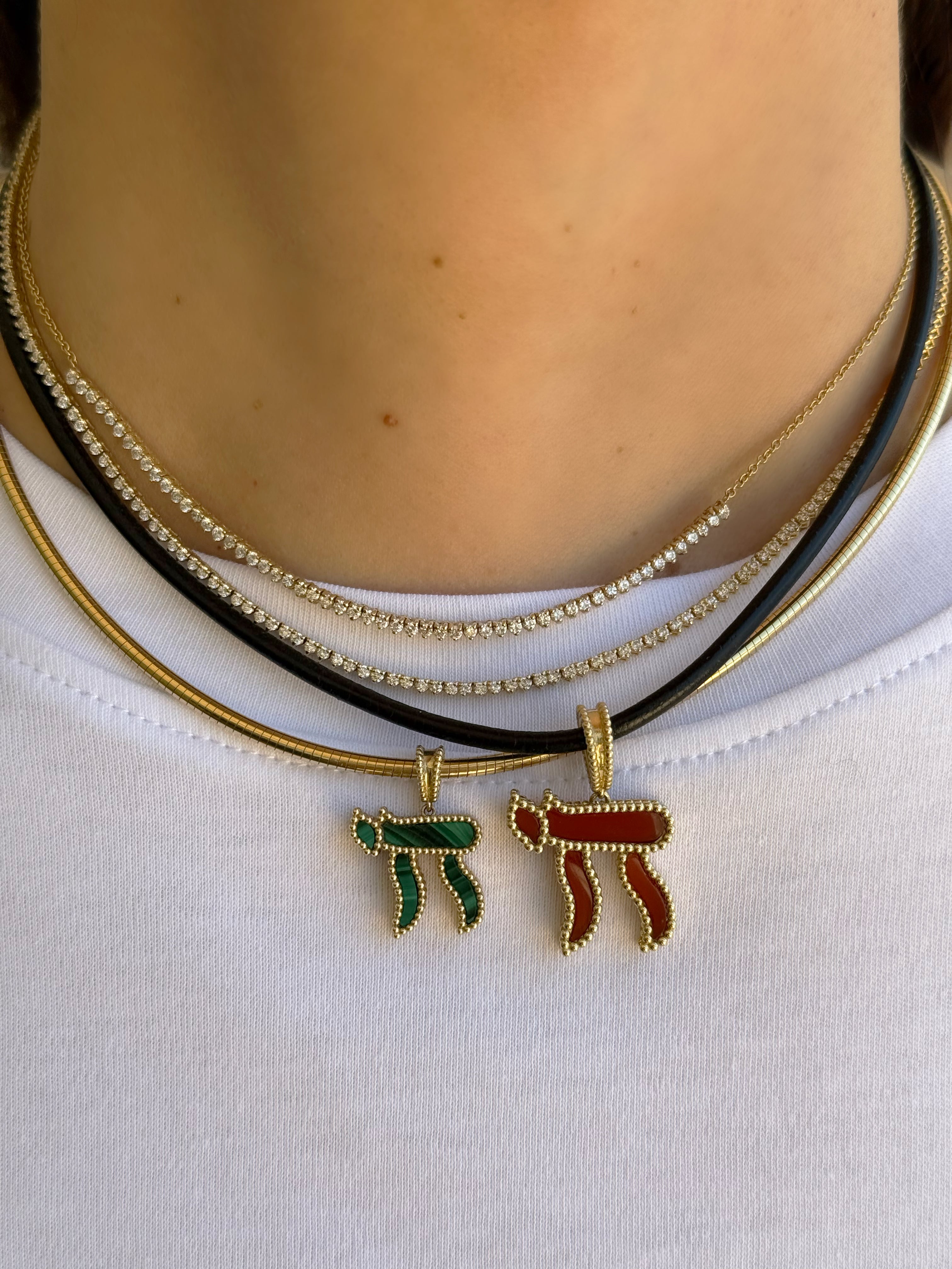 Small Chai Stone Pendant Personalized Zoe Lev Jewelry