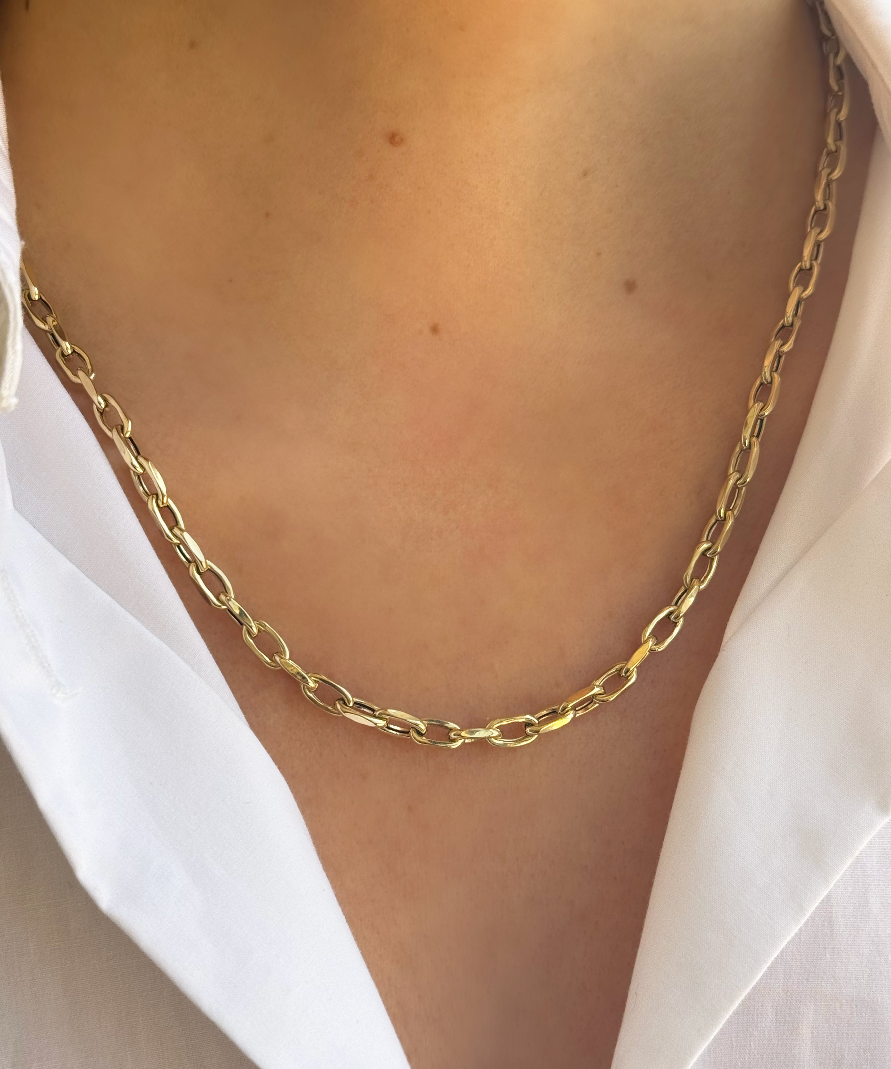 14k Gold Small Large Rounded Open Link Necklace - 18.5" SAMPLE SALE Zoe Lev Jewelry