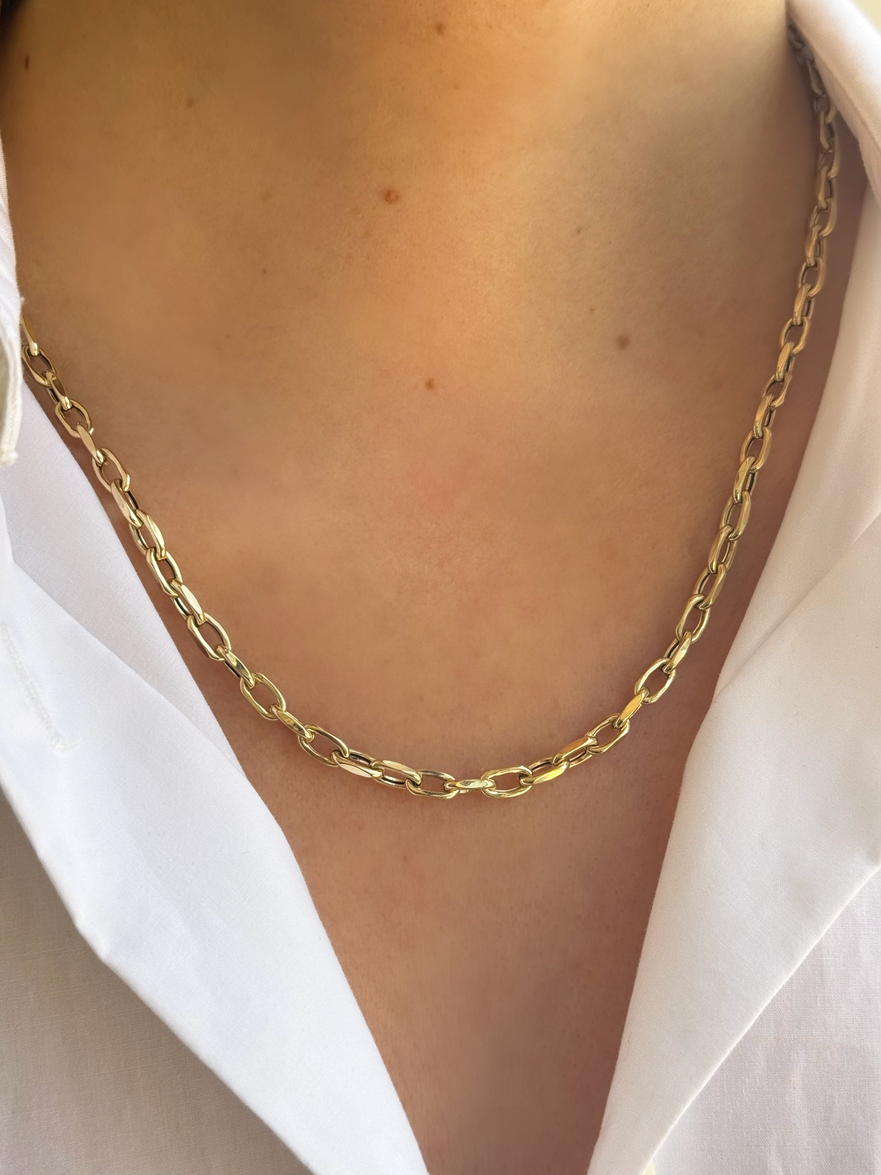 14k Gold Small Large Rounded Open Link Necklace - 18.5" SAMPLE SALE Zoe Lev Jewelry