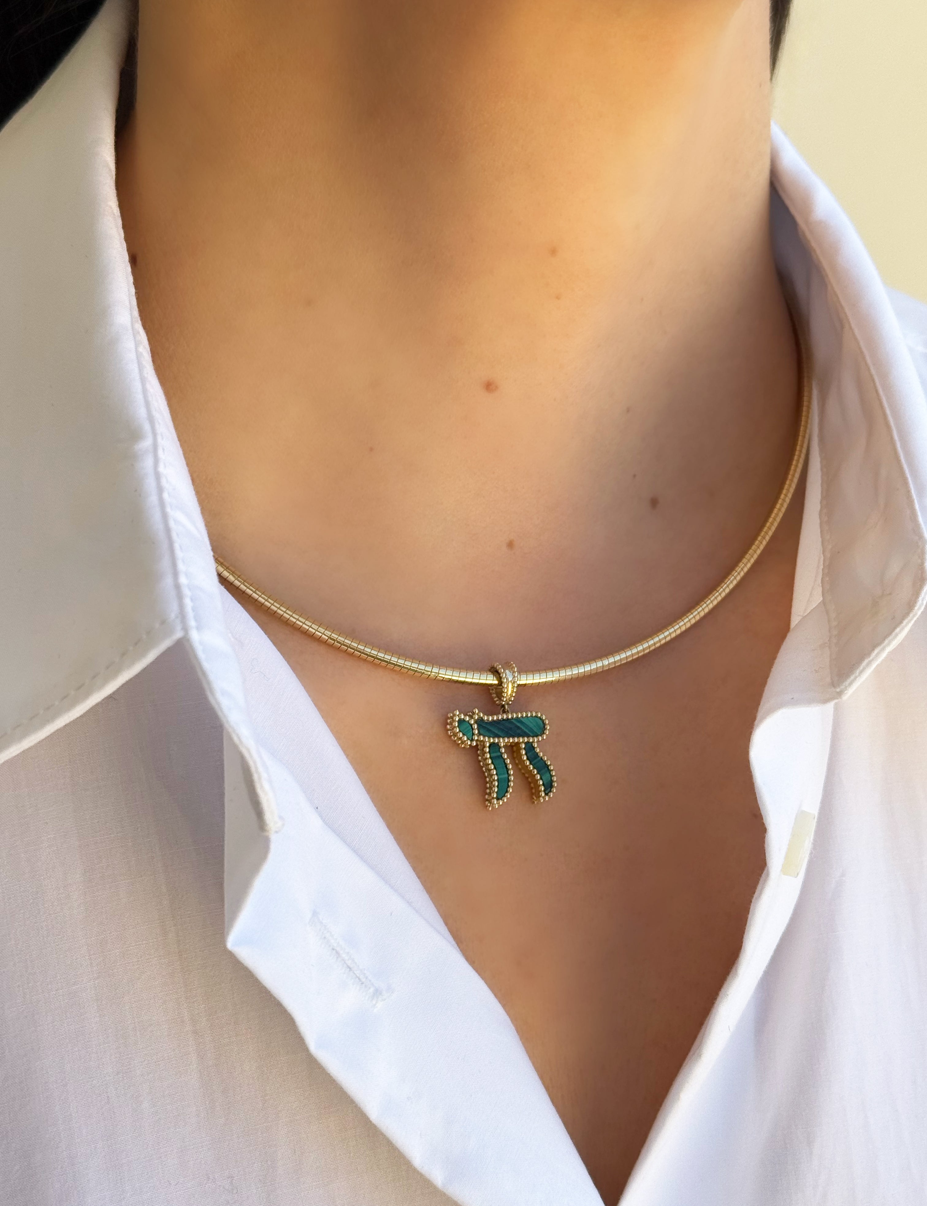 Small Chai Stone Pendant Personalized Zoe Lev Jewelry