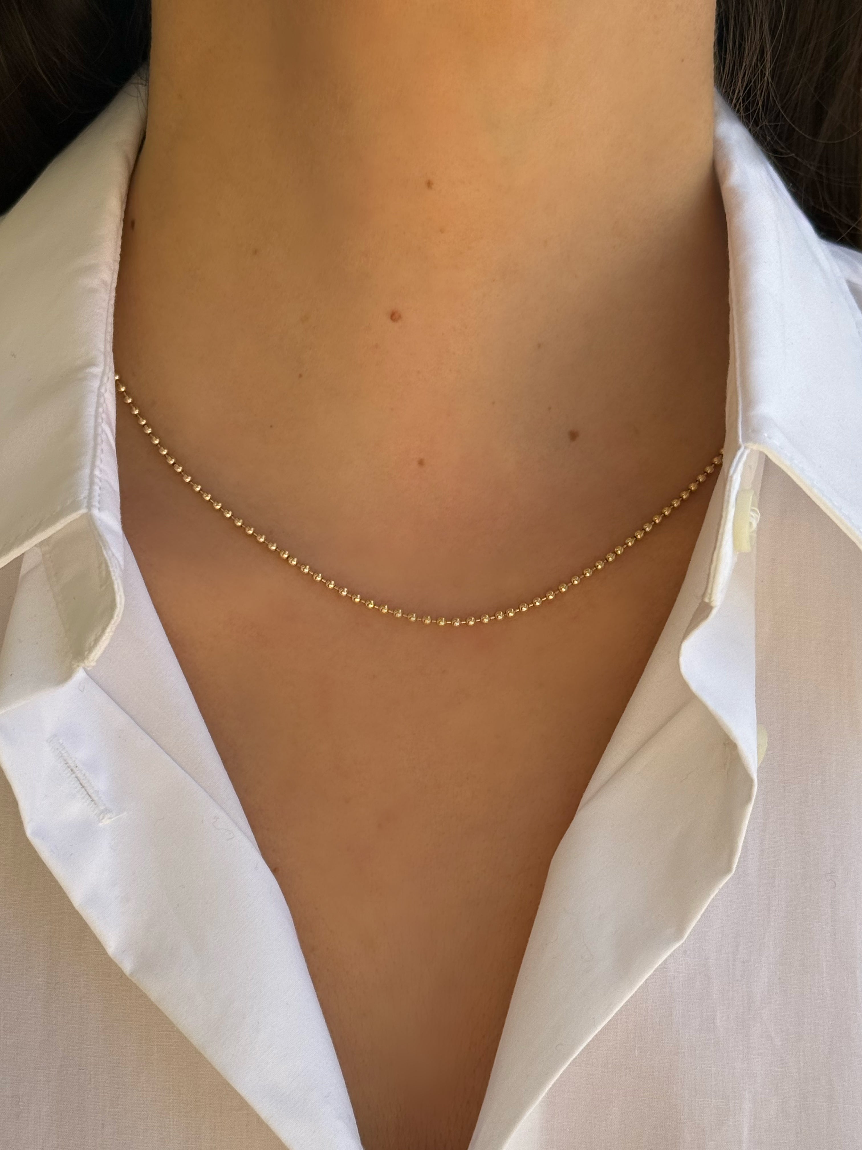 14K Gold Small Ball Chain Chains Zoe Lev Jewelry