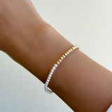 14k Gold Two-Tone Split Beaded Bracelet Bead Bracelets Zoe Lev Jewelry
