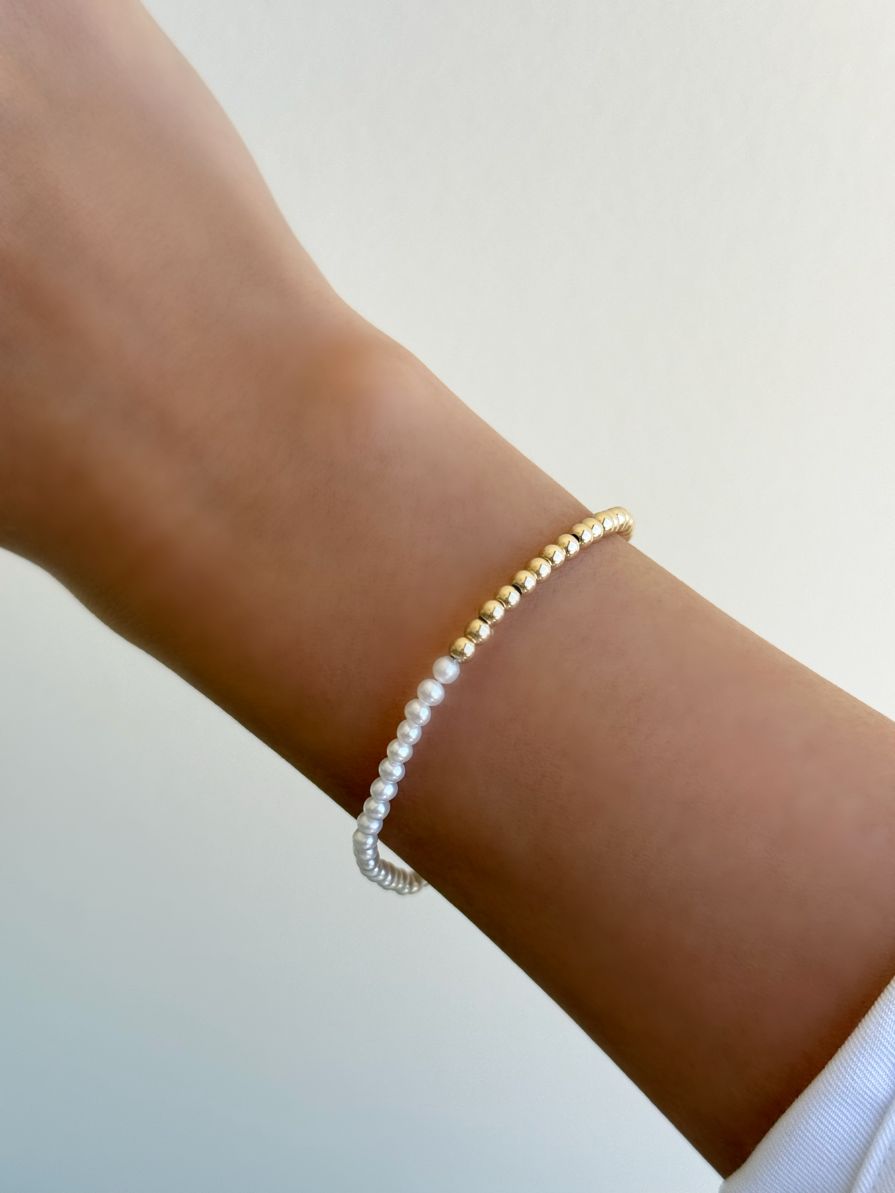14k Gold Two-Tone Split Beaded Bracelet Bead Bracelets Zoe Lev Jewelry
