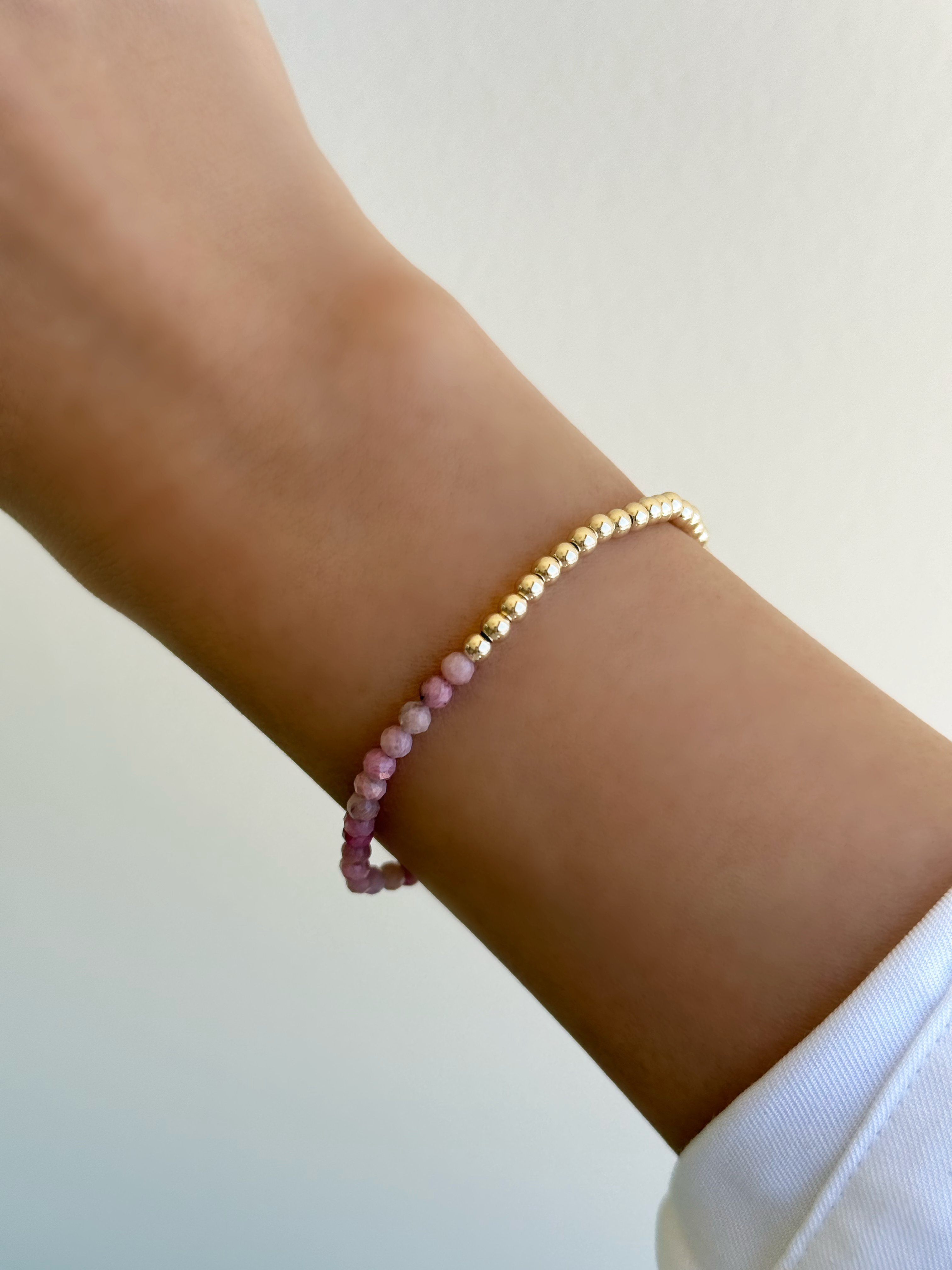 14k Gold Two-Tone Split Beaded Bracelet Bead Bracelets Zoe Lev Jewelry