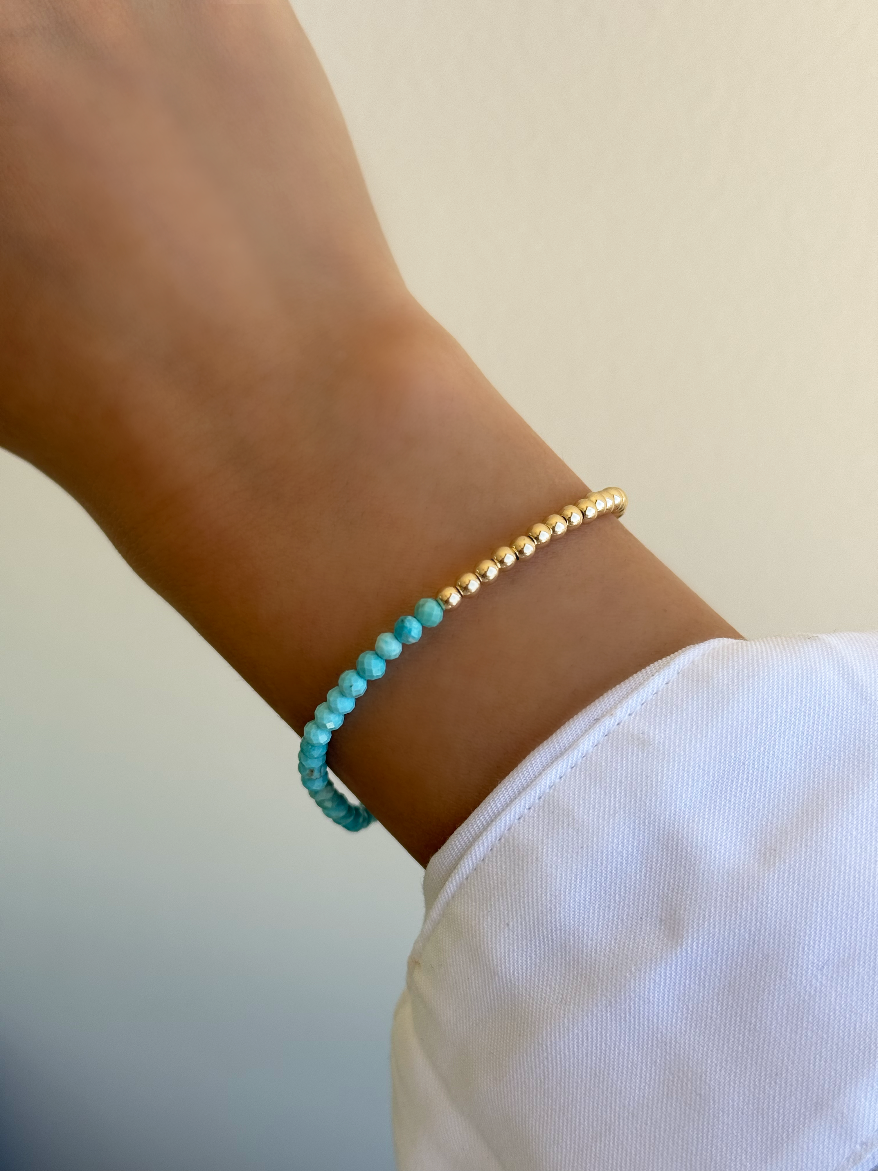 14k Gold Two-Tone Split Beaded Bracelet Bead Bracelets Zoe Lev Jewelry