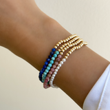 14k Gold Two-Tone Split Beaded Bracelet Bead Bracelets Zoe Lev Jewelry