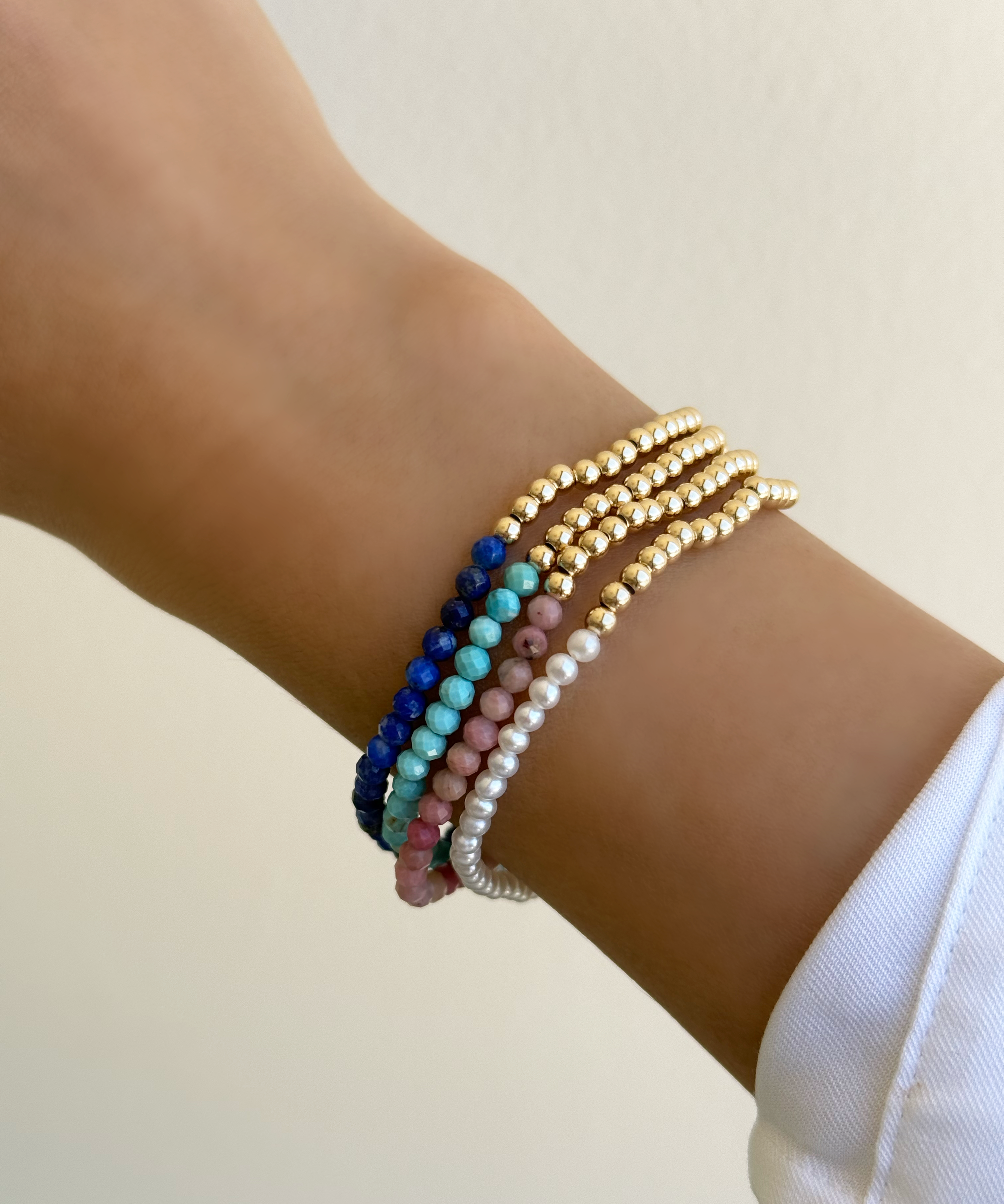 14k Gold Two-Tone Split Beaded Bracelet Bead Bracelets Zoe Lev Jewelry