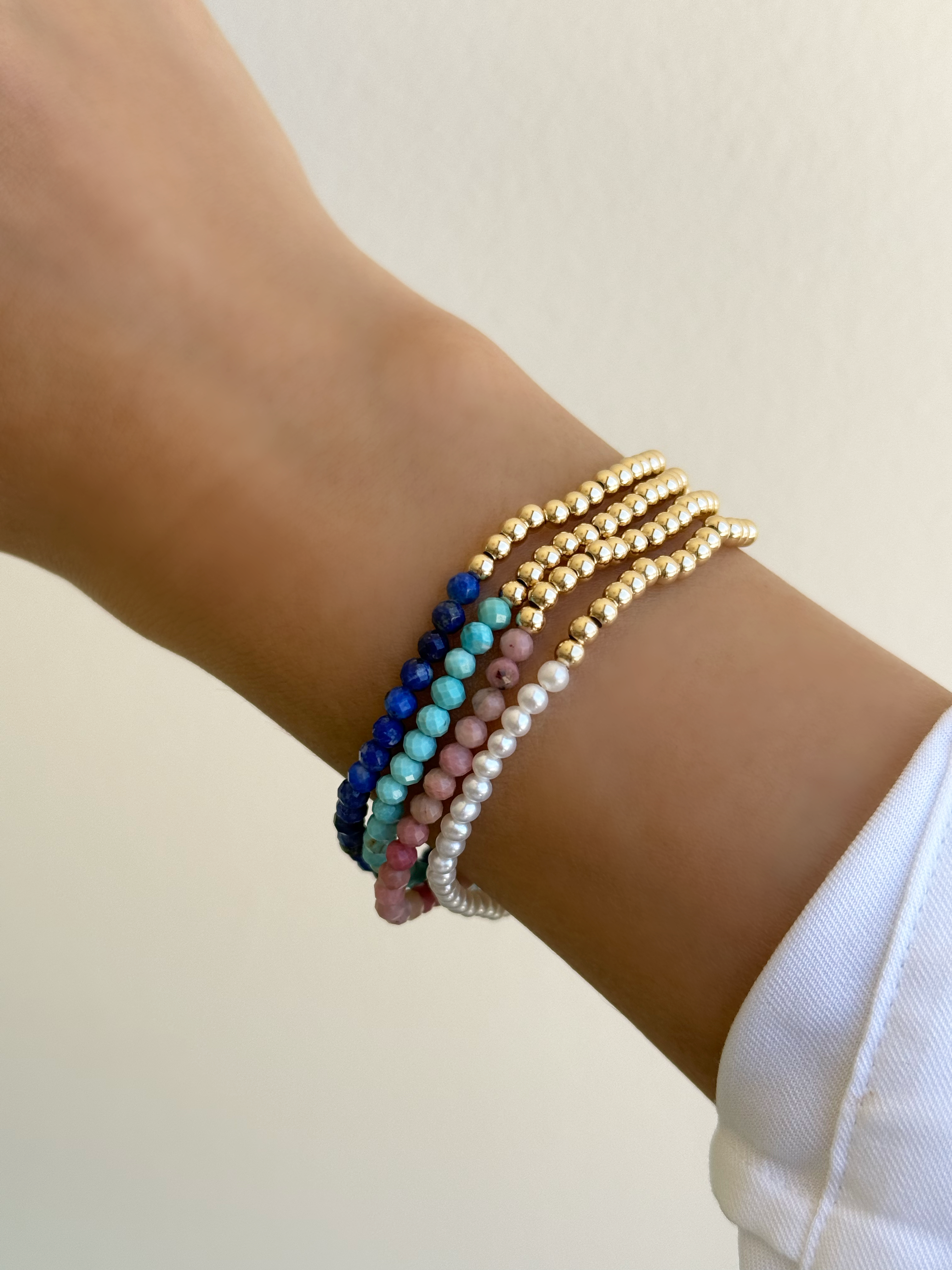 14k Gold Two-Tone Split Beaded Bracelet Bead Bracelets Zoe Lev Jewelry