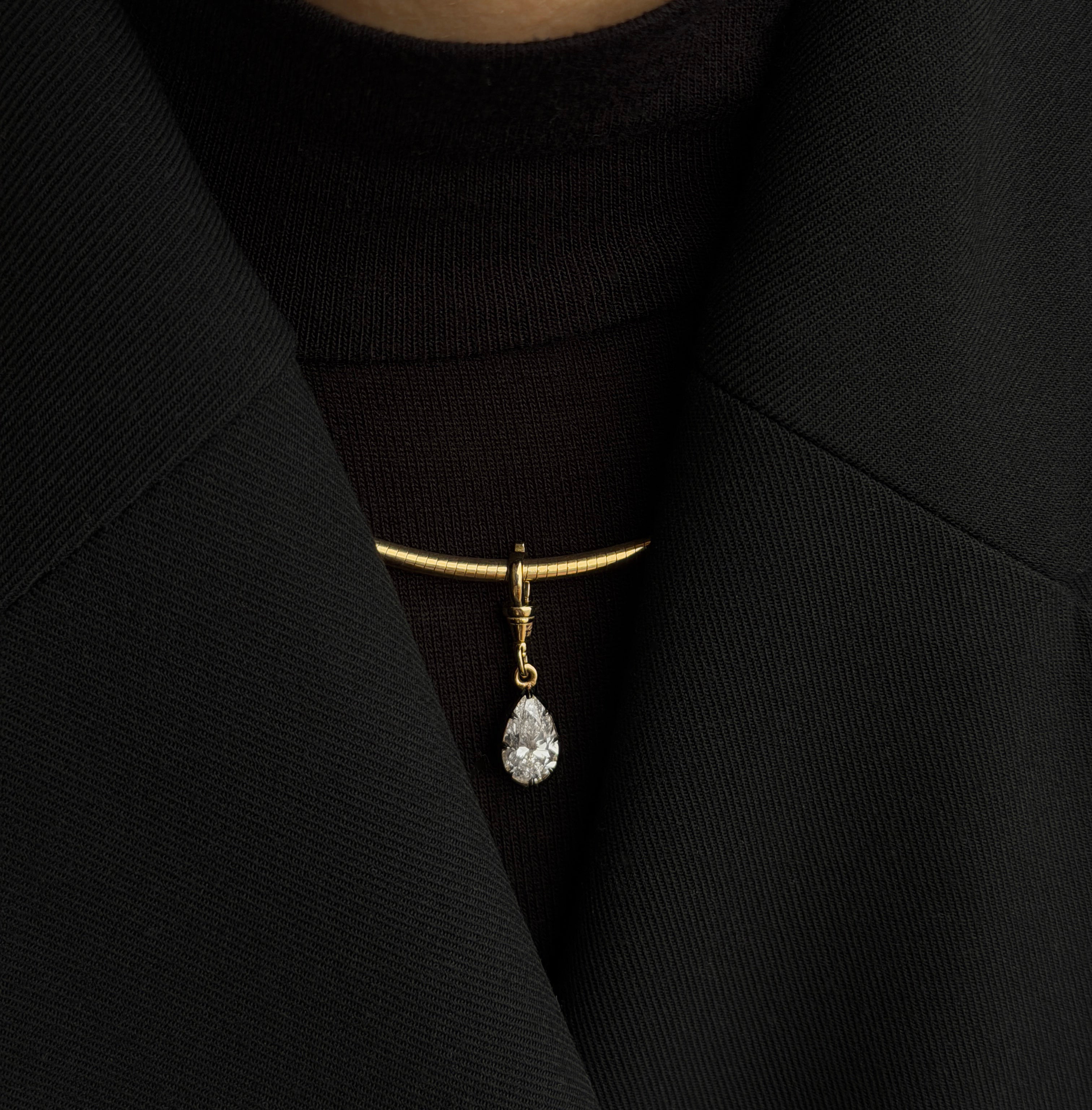 14K Gold Large Collar Necklace With Black Rhodium Lab Diamond Personalized Zoe Lev Jewelry