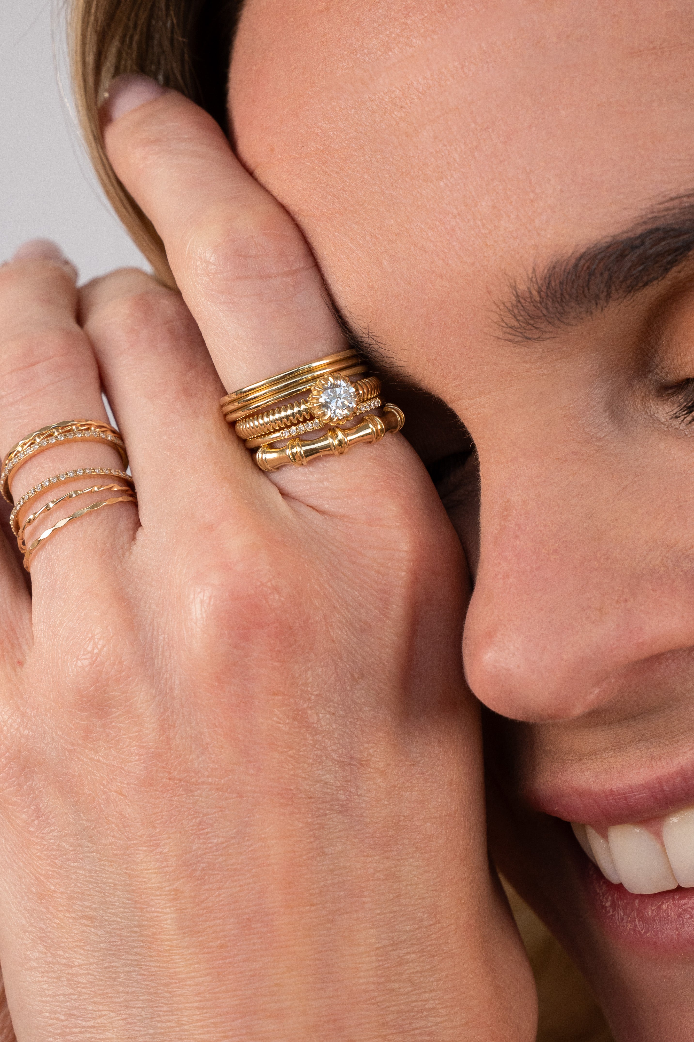 14K Gold Thin Hammered Stacking Ring Zoe Lev Jewelry