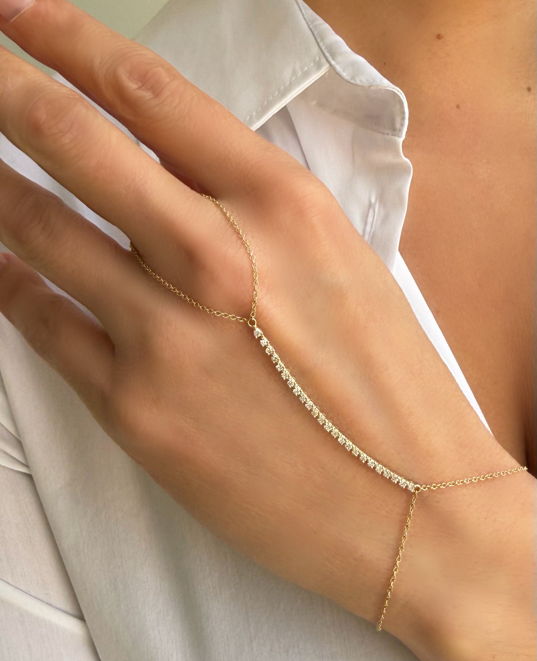 Lab Diamond Row Tennis Hand Chain Tennis Bracelets Zoe Lev Jewelry