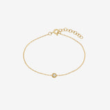 14k Gold Triple Birthstone Bezel Bracelet - Diamond