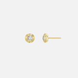 14k Gold Triple Diamond Bezel Studs - Single