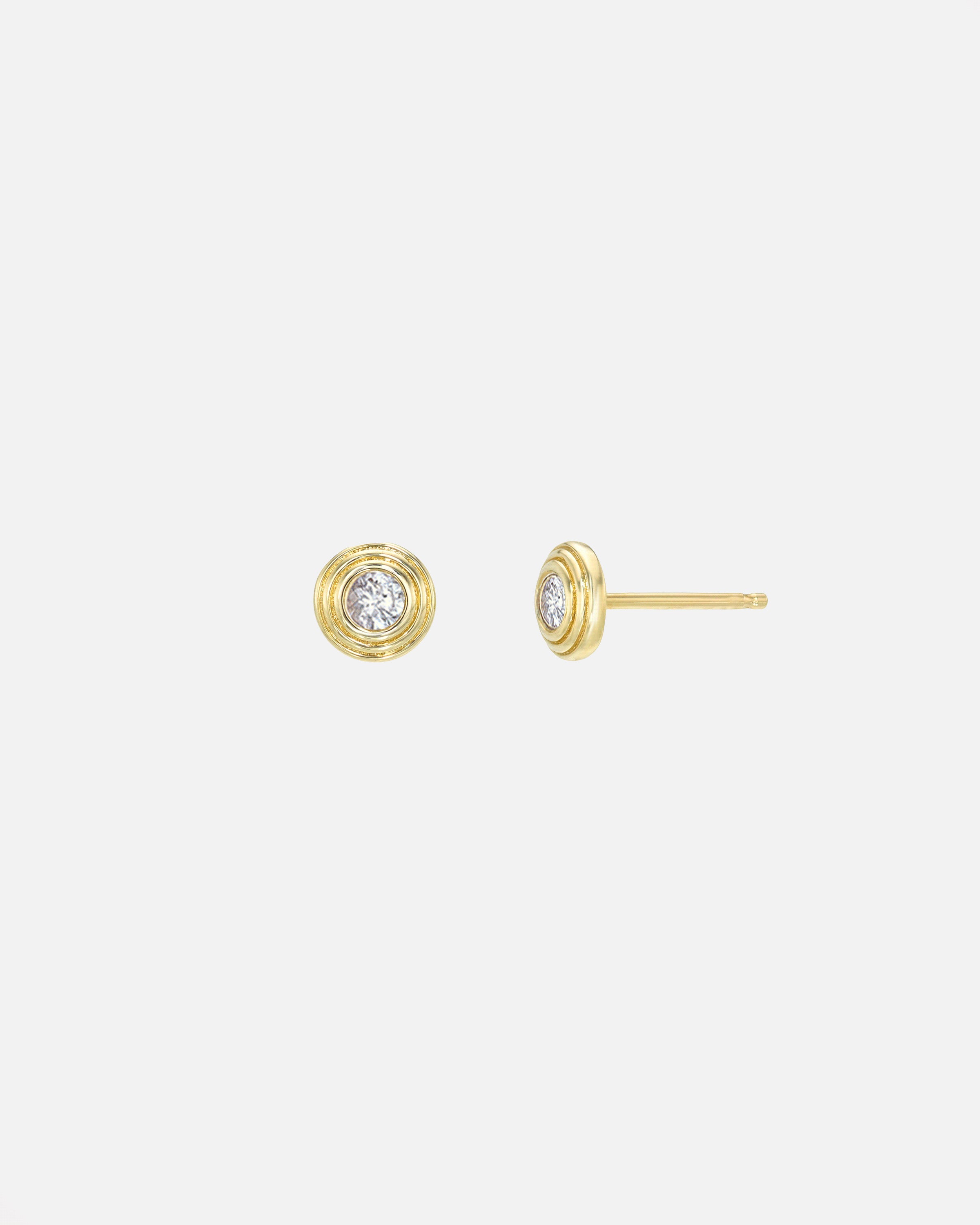 14k Gold Triple Diamond Bezel Studs - Single SAMPLE SALE Zoe Lev Jewelry
