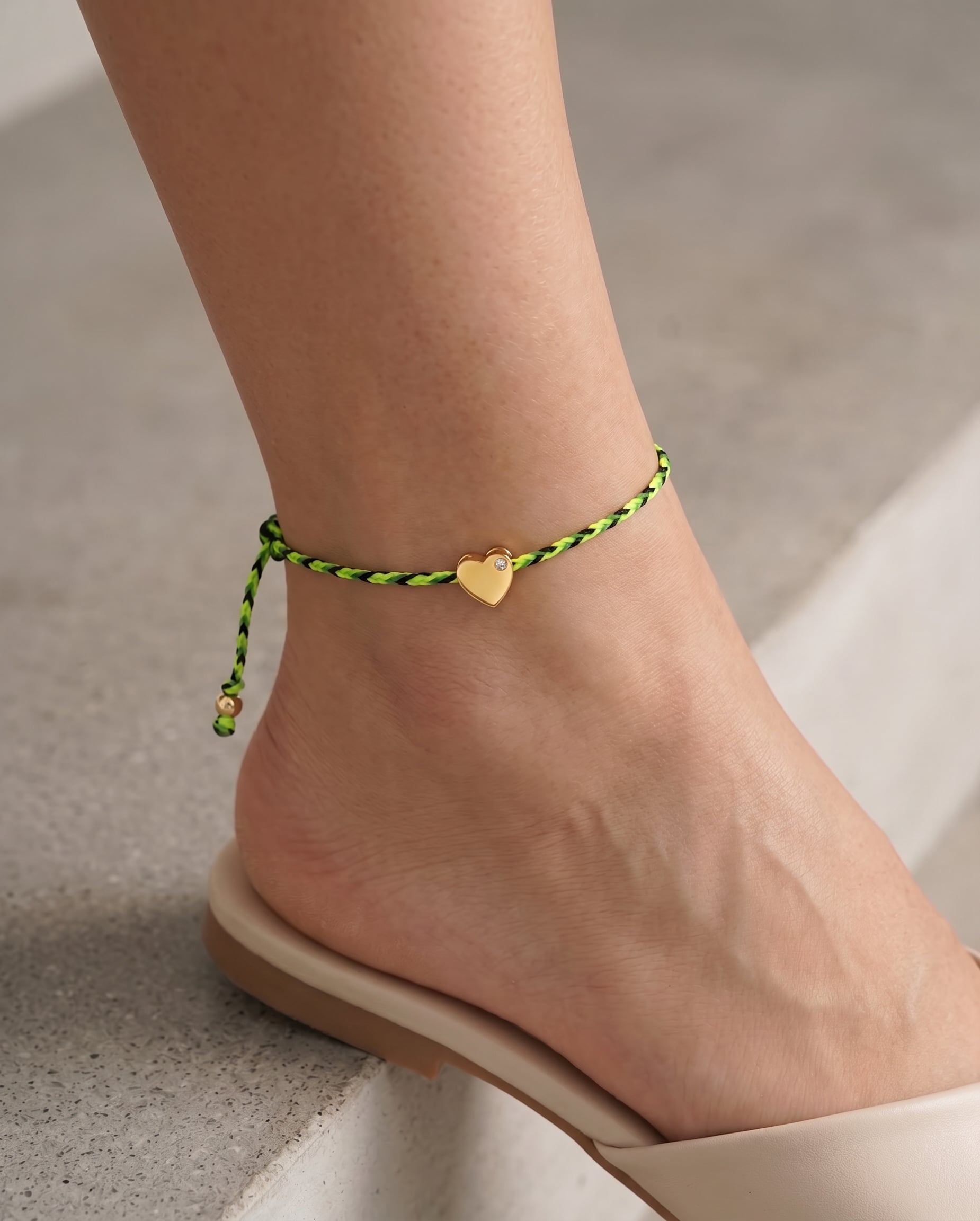 14k Gold Paracord Heart Fortune Anklet