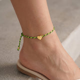 14k Gold Paracord Heart Fortune Anklet