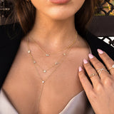 14k Gold Bezel Diamond Lariat Necklace Zoe Lev Jewelry