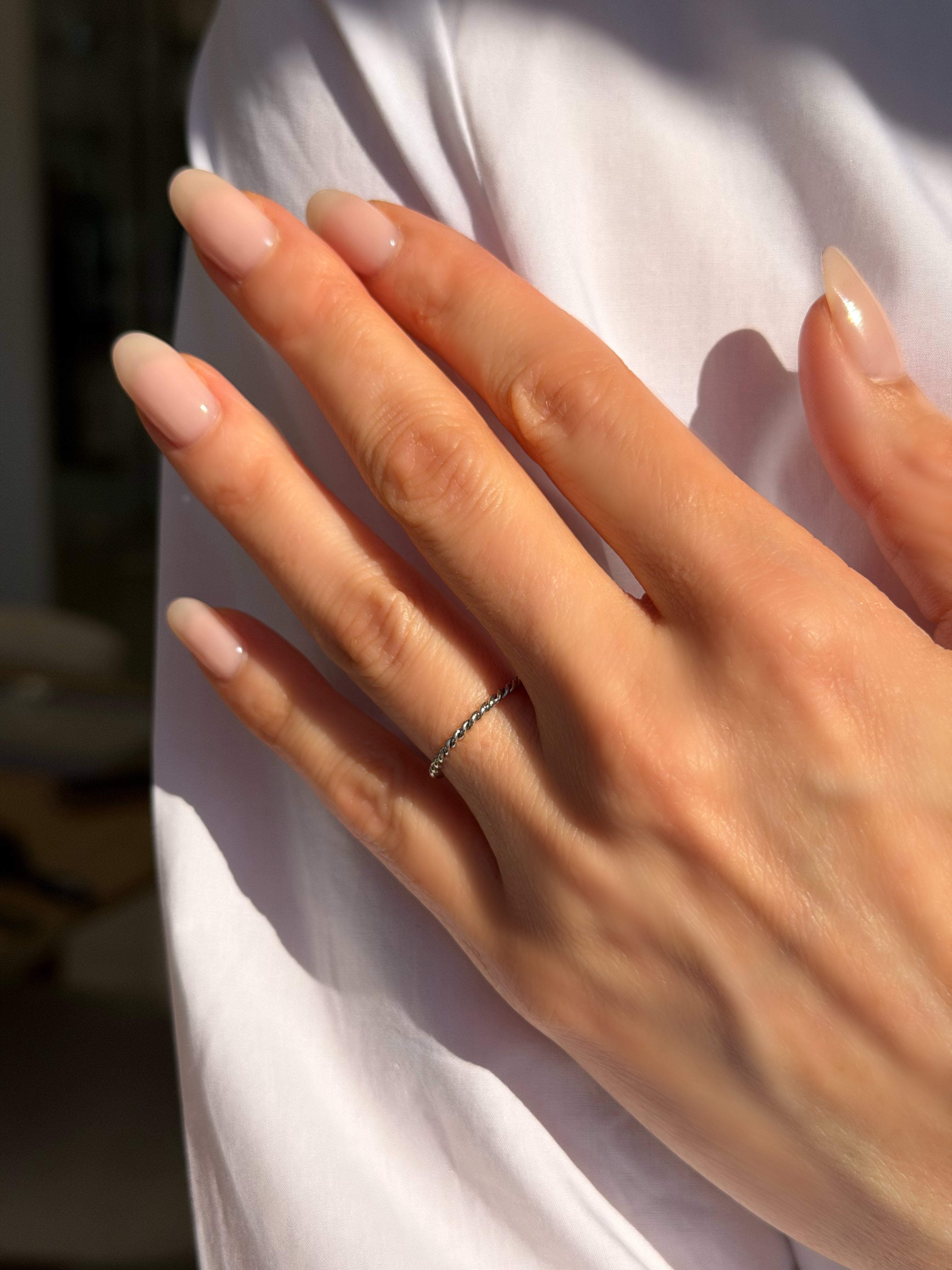 White Gold Medium Twist Band - size 6 SAMPLE SALE Zoe Lev Jewelry