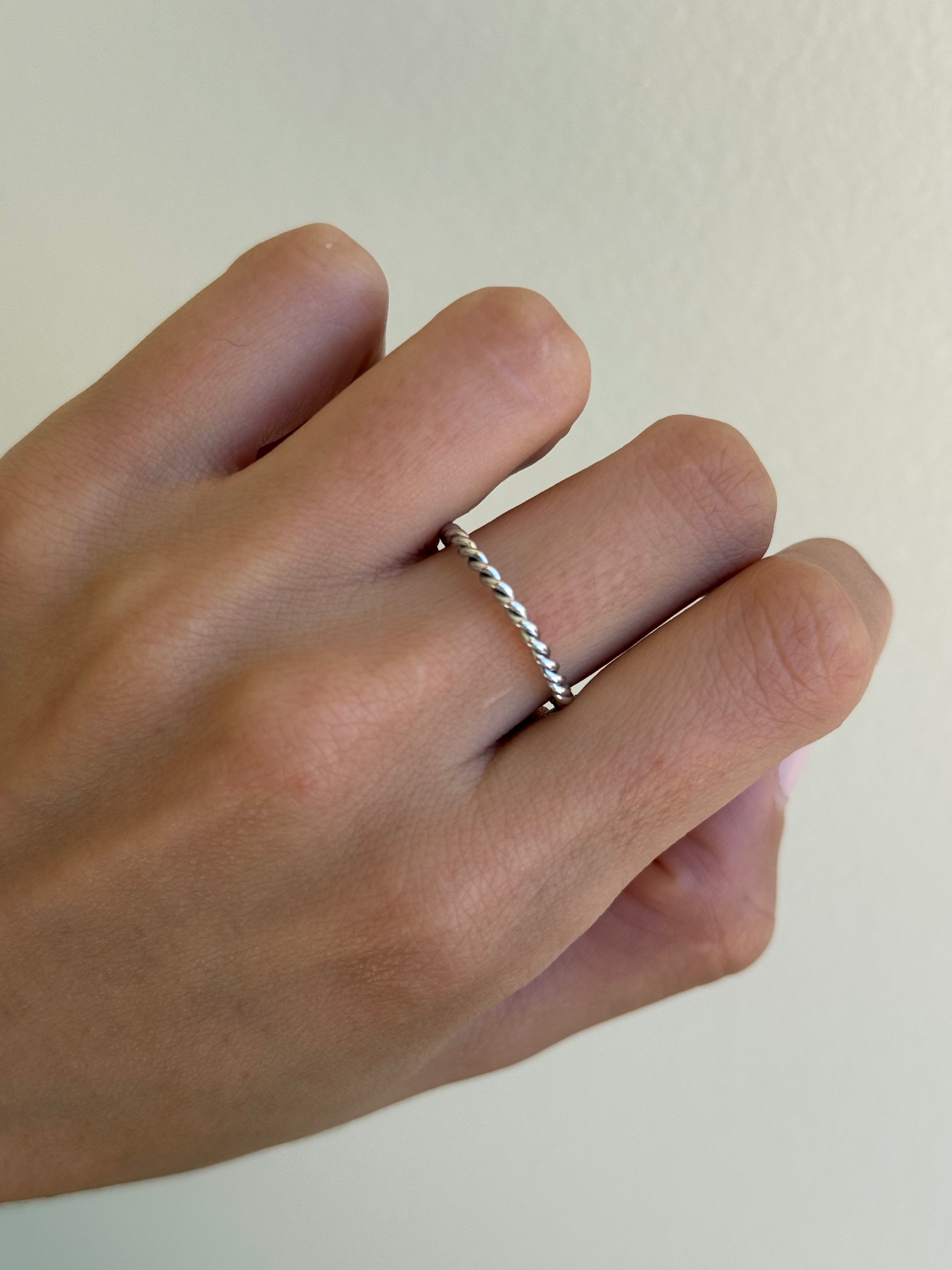 White Gold Thick Twist Band - size 7 SAMPLE SALE Zoe Lev Jewelry