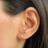 Yellow Gold Diamond Star Stud Earring SAMPLE SALE Zoe Lev Jewelry