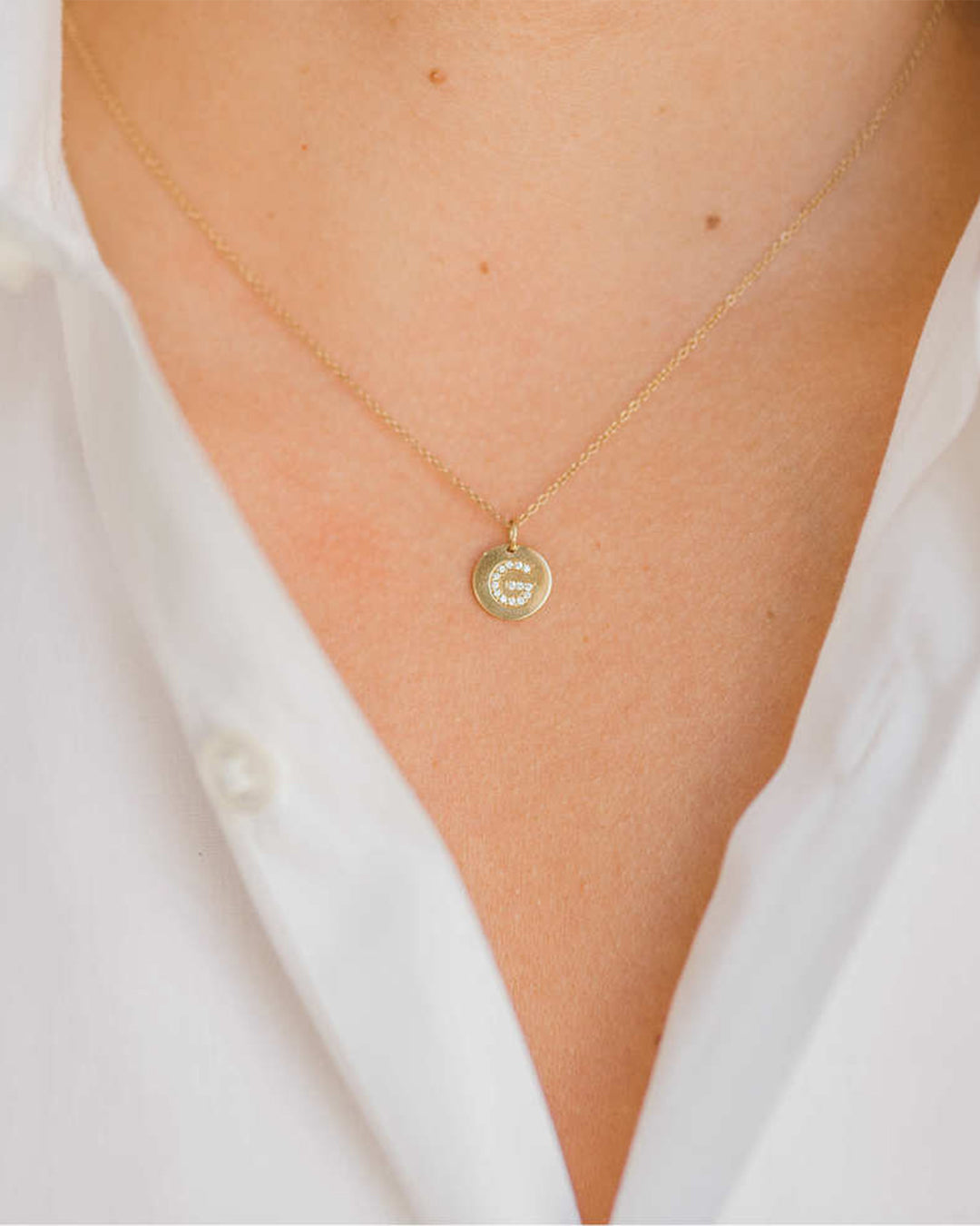 Diamond Initial Small Disc Pendant Personalized Zoe Lev Jewelry