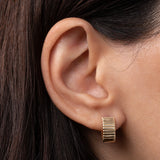 14K Gold Thick Notched Huggies Hoops & Huggies Zoe Lev Jewelry