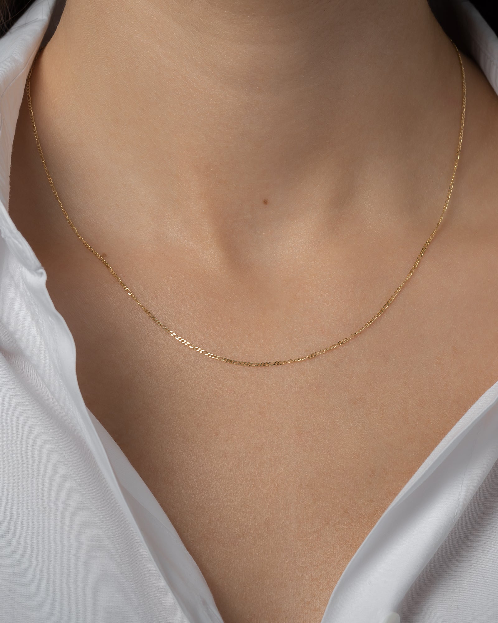 14k Gold Baby Figaro Chain Necklace Chains Zoe Lev Jewelry
