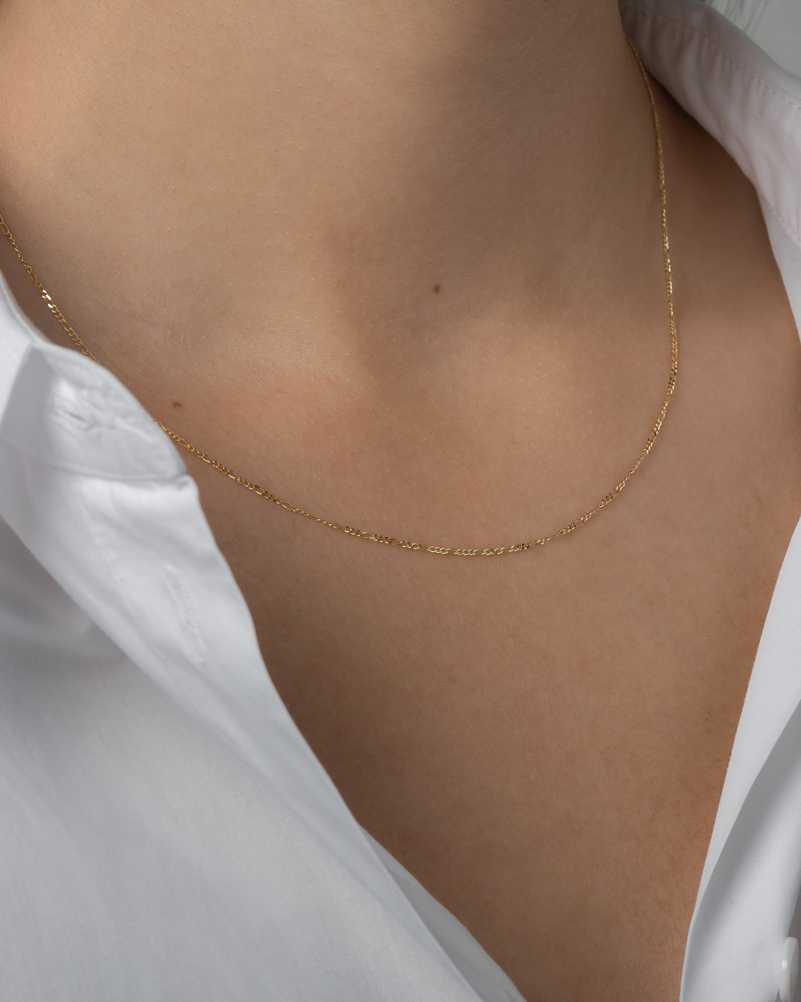 14k Gold Baby Figaro Chain Necklace Chains Zoe Lev Jewelry