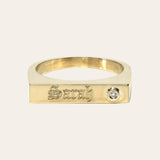 14K Gold Bar Gothic Signet Ring - Sarah SAMPLE SALE Zoe Lev Jewelry