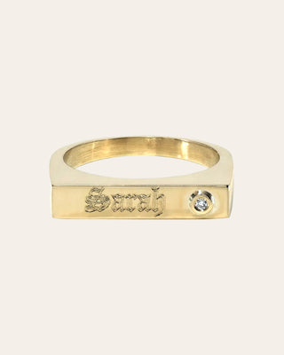 14K Gold Bar Signet Ring