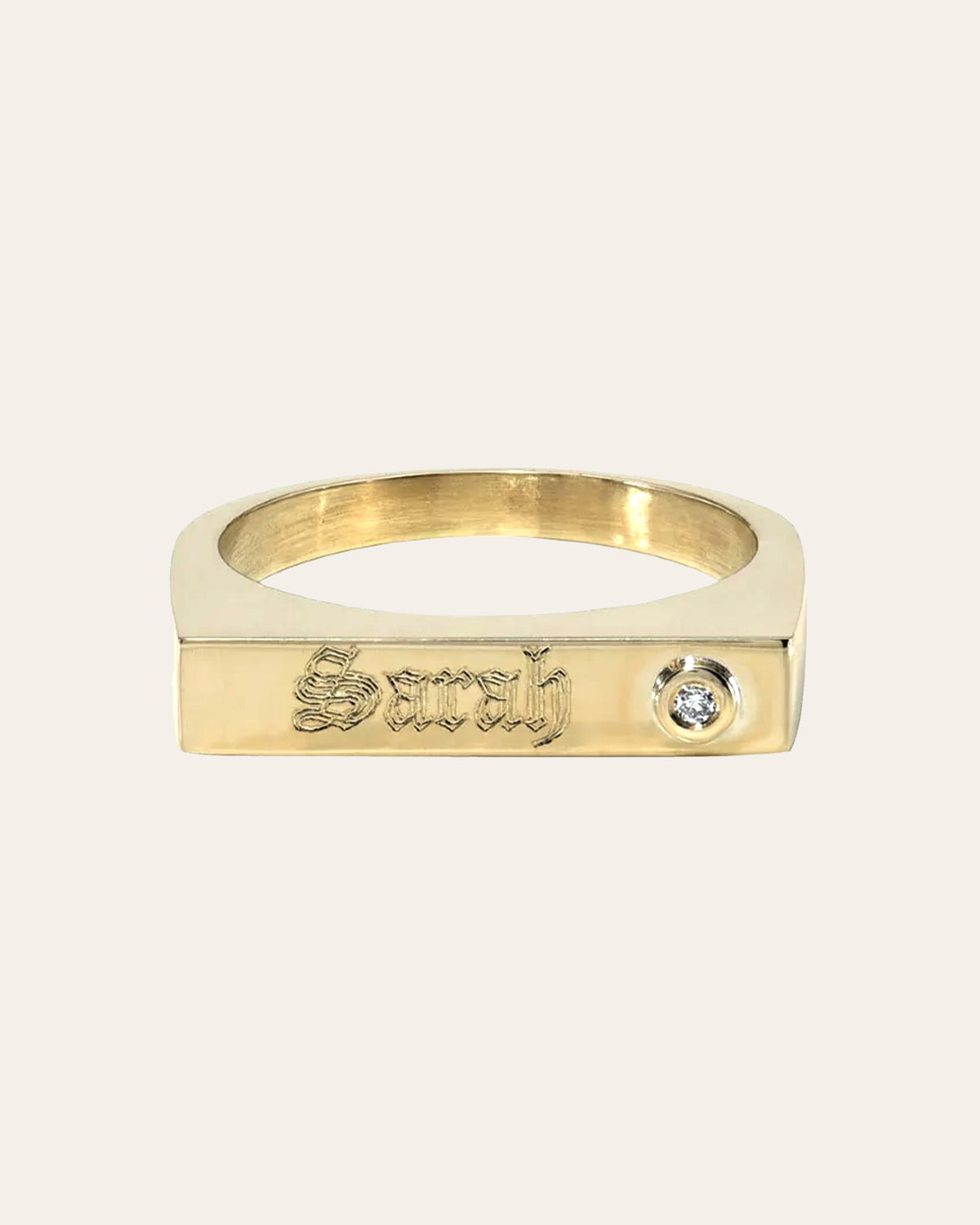 14K Gold Bar Signet Ring
