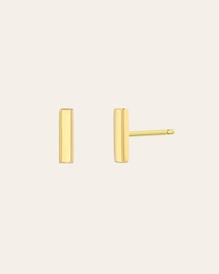 14k Gold Bar Stud Earrings