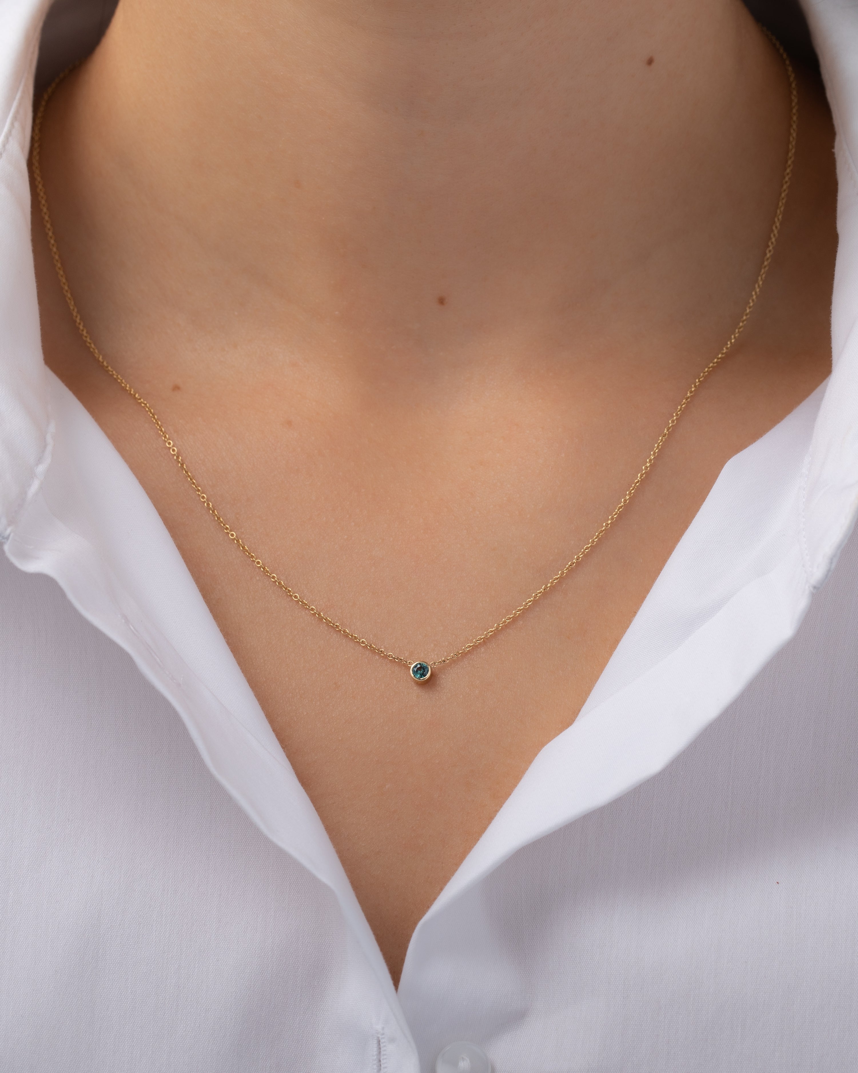 14k Gold Bezel Birthstone Necklace Personalized Zoe Lev Jewelry