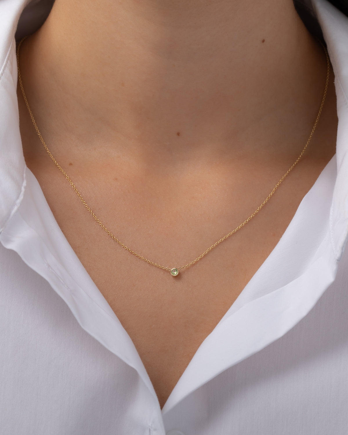 14k Gold Bezel Birthstone Necklace