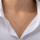 14k Gold Bezel Diamond by the Yard Lariat Necklace Zoe Lev Jewelry