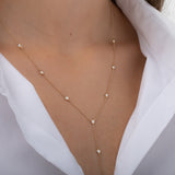 14k Gold Bezel Diamond by the Yard Lariat Necklace Zoe Lev Jewelry