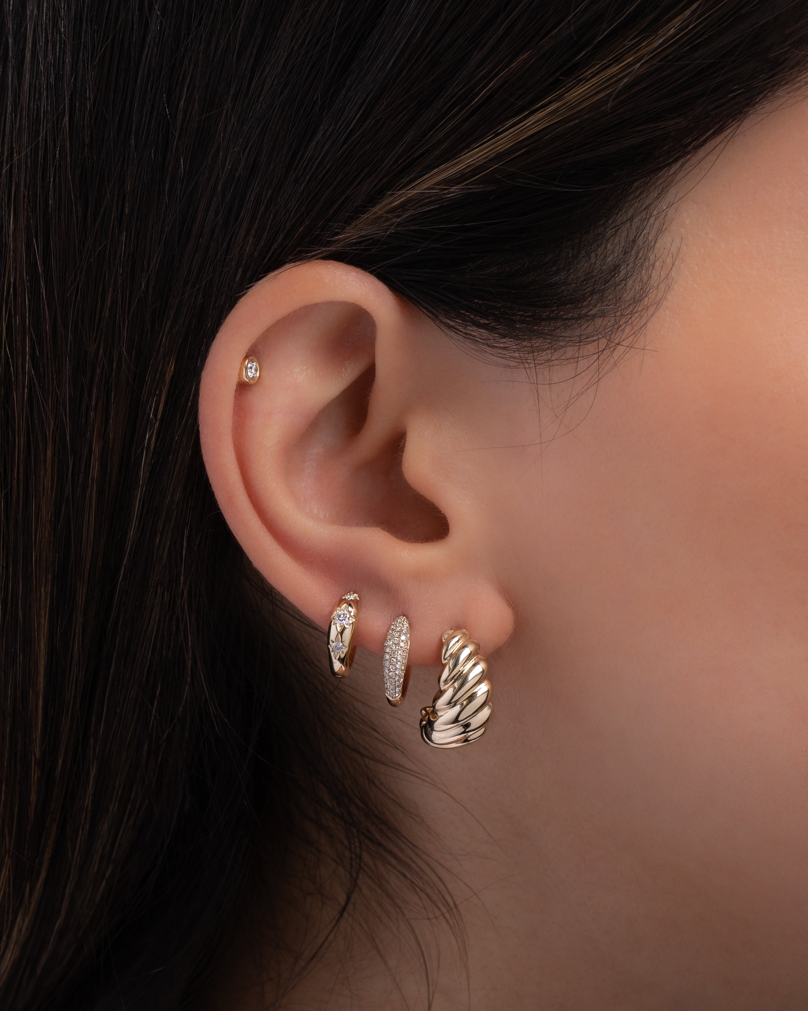 14K Gold Croissant Stud Earrings Studs Zoe Lev Jewelry